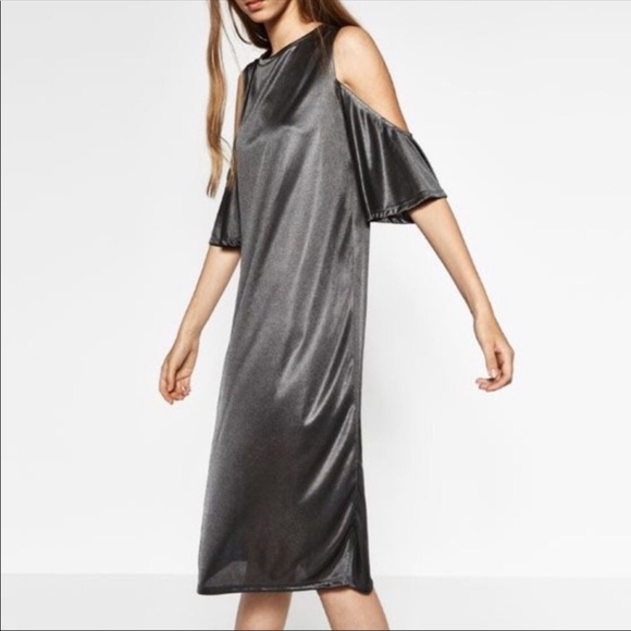 Zara Sheen Cold Shoulder Dress - Picture 2 of 6